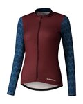 SHIMANO maillot de invierno de manga larga - KAEDE PRINTED LONG - granate/azul