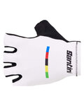 SANTINI guantes de dedos cortos - UCI WORLD CHAMPION - blanco