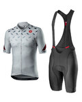 CASTELLI maillot corto y pantalón corto - AVANTI - negro/plateado/gris