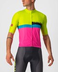 CASTELLI jersey de manga corta - A BLOCCO  - negro/rosa/azul/amarillo