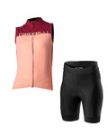 CASTELLI maillot corto y pantalón corto - VELOCISSIMA LADY - rosa/granate/negro