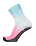 SANTINI calcetines clásicos - LA VUELTA 2019 - azul claro/rosa