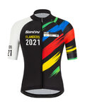 SANTINI jersey de manga corta - UCI WC FLANDERS 2021 - negro/arcoíris