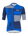 SANTINI jersey de manga corta - DELTA OPTIC - blanco/azul