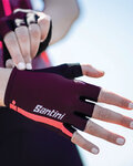 SANTINI guantes de dedos cortos - X IRONMAN DEA - granate/rosa