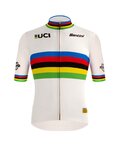 SANTINI jersey de manga corta - UCI WORLD 100 GOLD - arcoíris/blanco