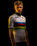 SANTINI jersey de manga corta - UCI WORLD 100 GOLD - arcoíris/blanco