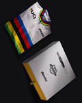 SANTINI jersey de manga corta - UCI WORLD 100 GOLD - arcoíris/blanco