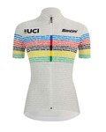 SANTINI jersey de manga corta - UCI WORLD 100 LADY - blanco/arcoíris