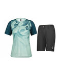 SCOTT maillot corto y pantalón corto - TRAIL VERTIC LADY - azul/verde/negro