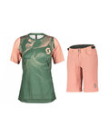SCOTT maillot corto y pantalón corto - TRAIL VERTIC LADY - verde/rosa