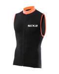 SIX2 maillot sin mangas - BIKE2 STRIPES - negro/naranja
