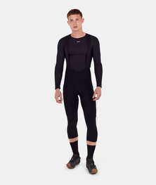 SANTINI Pantalón 3/4 con tirantes - CARGO - negro