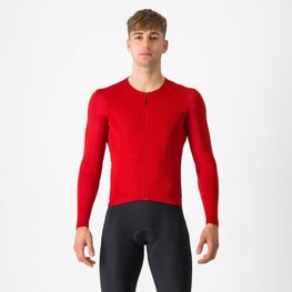 CASTELLI maillot de invierno de manga larga - FLY LS - rojo
