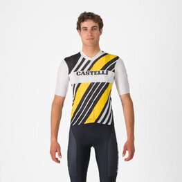 CASTELLI jersey de manga corta - HERITAGE - negro/blanco/amarillo