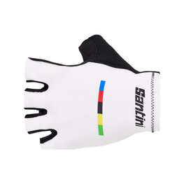 SANTINI guantes de dedos cortos - UCI WORLD CHAMPION - blanco