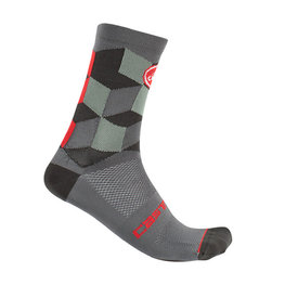 CASTELLI calcetines clásicos - UNLIMITED 15 - gris/rojo