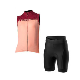 CASTELLI maillot corto y pantalón corto - VELOCISSIMA LADY - rosa/granate/negro