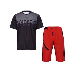 HOLOKOLO Maillot y pantalón MTB - FORCE MTB - blanco/rojo/negro