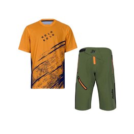 HOLOKOLO Maillot y pantalón MTB - UNIVERSE MTB - verde/naranja/negro