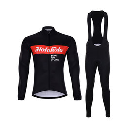 HOLOKOLO jersey y pantalón de invierno - OBSIDIAN WINTER - negro/rojo