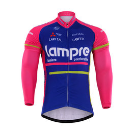 maillot de invierno de manga larga - LAMPRE 2017 WINTER - azul/rosa