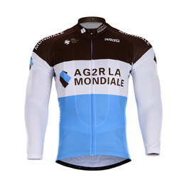 maillot de invierno de manga larga - AG2R 2018 WINTER - azul claro/blanco/marrón