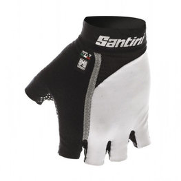 SANTINI guantes de dedos cortos - GEL MANIA - negro/blanco