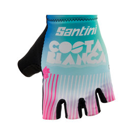 SANTINI guantes de dedos cortos - LA VUELTA 2019 - azul claro/blanco/rosa