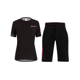 SANTINI Maillot y pantalón MTB - SASSO MTB LADY - rosa/negro
