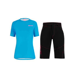 SANTINI Maillot y pantalón MTB - SASSO MTB LADY - turquesa/negro