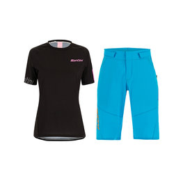 SANTINI Maillot y pantalón MTB - SASSO MTB LADY - negro/turquesa