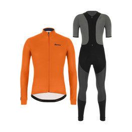 SANTINI jersey y pantalón de invierno - COLORE WINTER - gris/negro/naranja