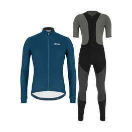 SANTINI jersey y pantalón de invierno - COLORE WINTER - azul/gris/negro