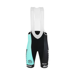 SANTINI pantalones cortos de tirantes - TEAM BIANCHI 2019 - negro/turquesa