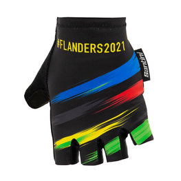 SANTINI guantes de dedos cortos - UCI WC FLANDERS 2021 - arcoíris/negro