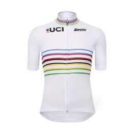 SANTINI jersey de manga corta - UCI WORLD CHAMPION MASTER - blanco/arcoíris
