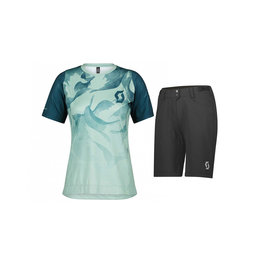 SCOTT maillot corto y pantalón corto - TRAIL VERTIC LADY - azul/verde/negro