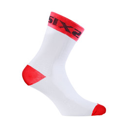 SIX2 calcetines clásicos - WHITE SHORT - rojo/blanco