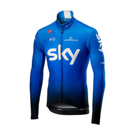 CASTELLI maillot de invierno de manga larga - TEAM SKY 2019 WINTER - blanco/azul claro/negro