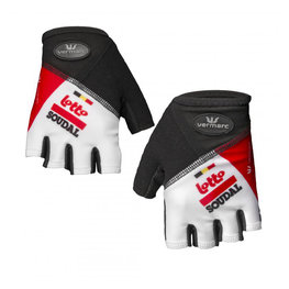 guantes de dedos cortos - LOTTO SOUDAL 2019 - negro/blanco/rojo